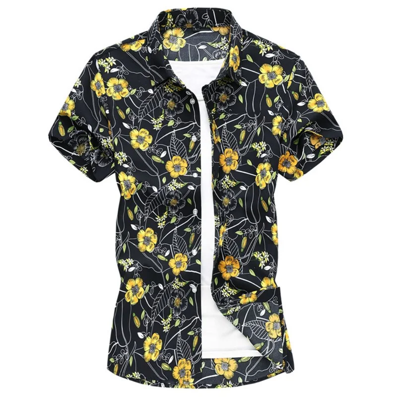 

Flamingo Coconut Tree Pattern Hawaiian Shirts For Men Animals Plants 3D Printed Blouse Summer Aloha Shirts Short Sleeves Tops