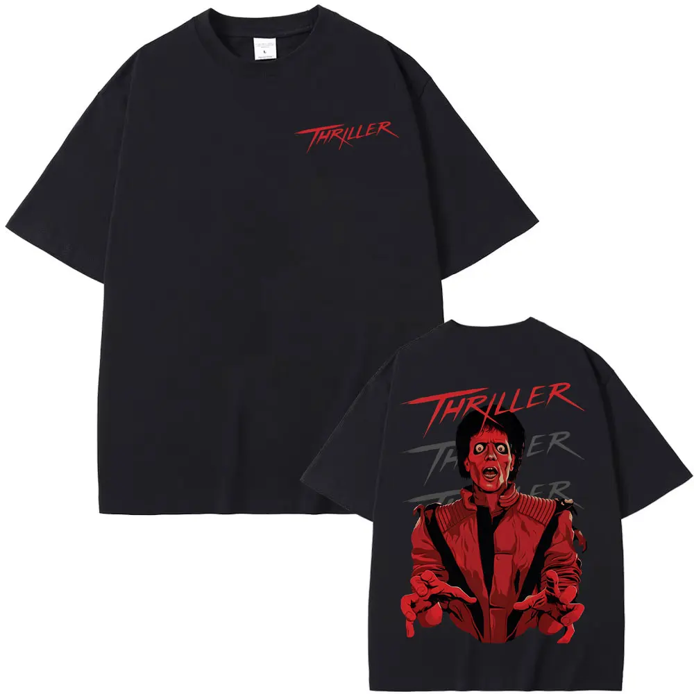 King of Pop Michael Jackson Thriller Graphic T Shirt Men Women Harajuku Vintage Style T-shirts High Quality 100% Cotton T Shirts