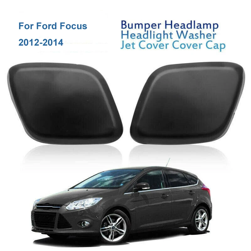 Pair Car Auto Front Headlight Washer Jet Cover Cap Black Plastic 1719217# BM51-13L018-ADXWAA Fit For Ford Focus 2012-2014 2013