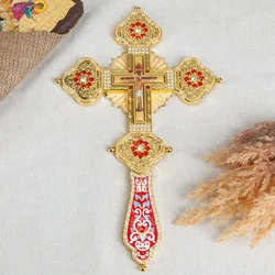 HTISOK Orthodox Church Cross with base Religious Icon of Jesus Christ Standing Church Crucifix Decoration Orthodox Church Cross