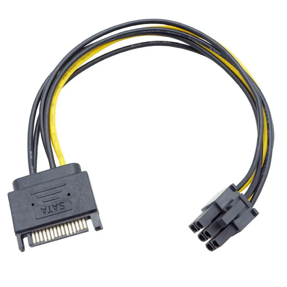 Cable 15 Pin To 6 Pin Power Splitter Cable Video Card Power Cable Graphics Card Power Cord SATA Power Cable SATA Adapter Cable