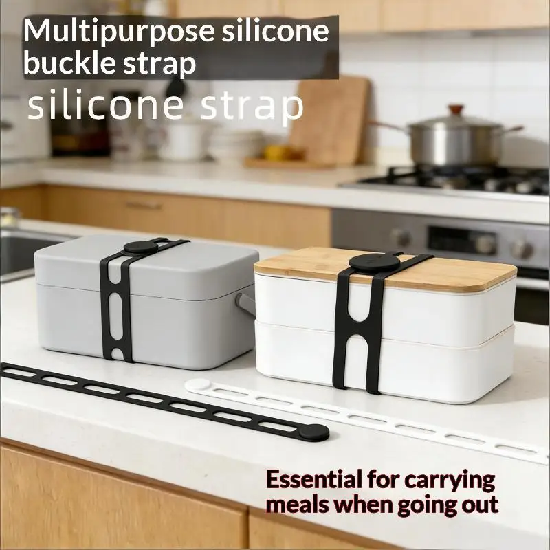 (BF06)54cm Reusable Silicone Elastic Band Lid Strap For Pot Lid Holder Lunch Box Strap Elastic Outdoor Tableware Storage Tool