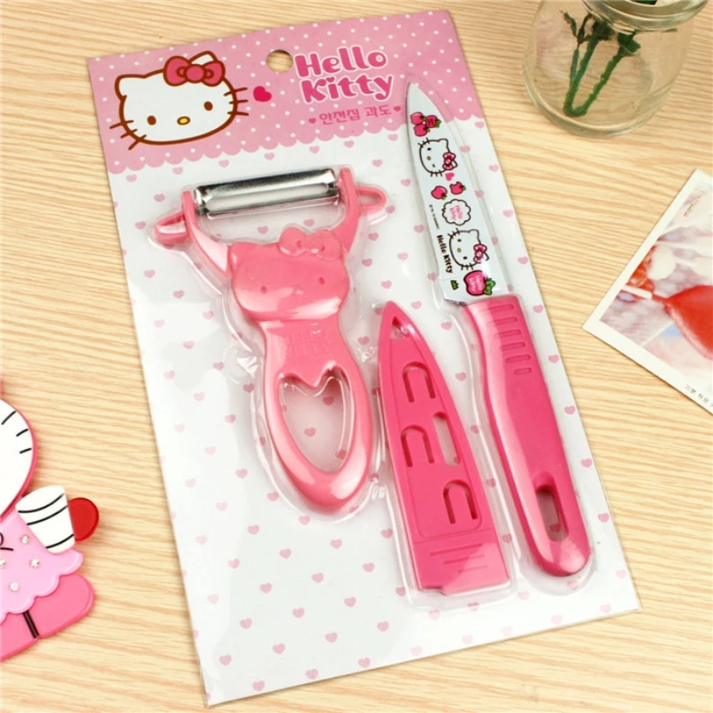 Sanrio Hello Kitty Fruit Knife Set Cartoon Stainless Steel Paring Knife Multifunctional Kitchen Supplies Portable Mini Knives