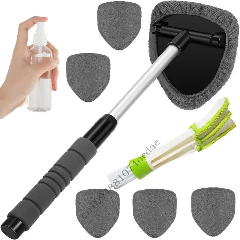 0XXC مقبض ألمونيوم لتنظيف نوافذ السيارة قابل للسحب لتنظيف الزجاج الخارجي الداخلي #5