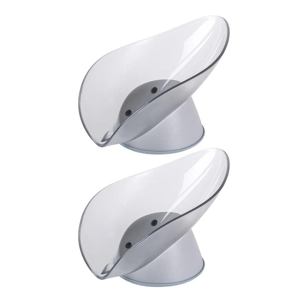 قطعتان من حاملات الصابون على شكل ورقة شجر إبداعية، طبق تصريف بلاستيكي متعدد الوظائف للسفر والاستخدام المنزلي، صندوق صابون #2