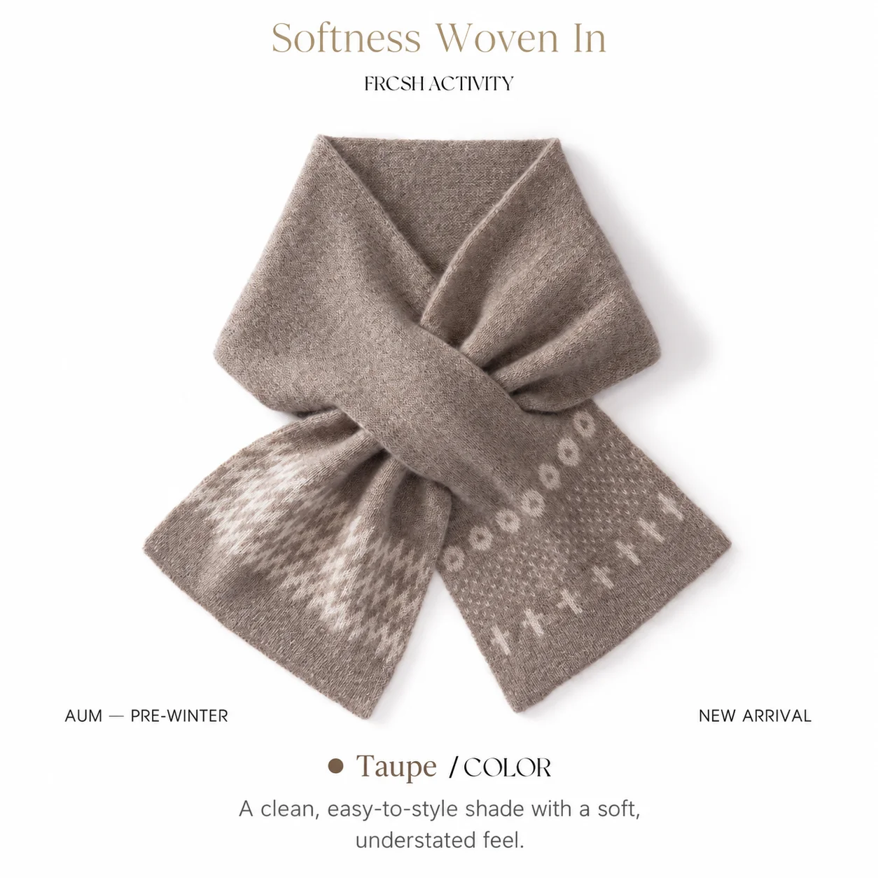 Geometric Pattern Scarf Knitted Cashmere Scarf Pull-Through Scarf Soft For Sweater Styling Fall Commuting City Outings