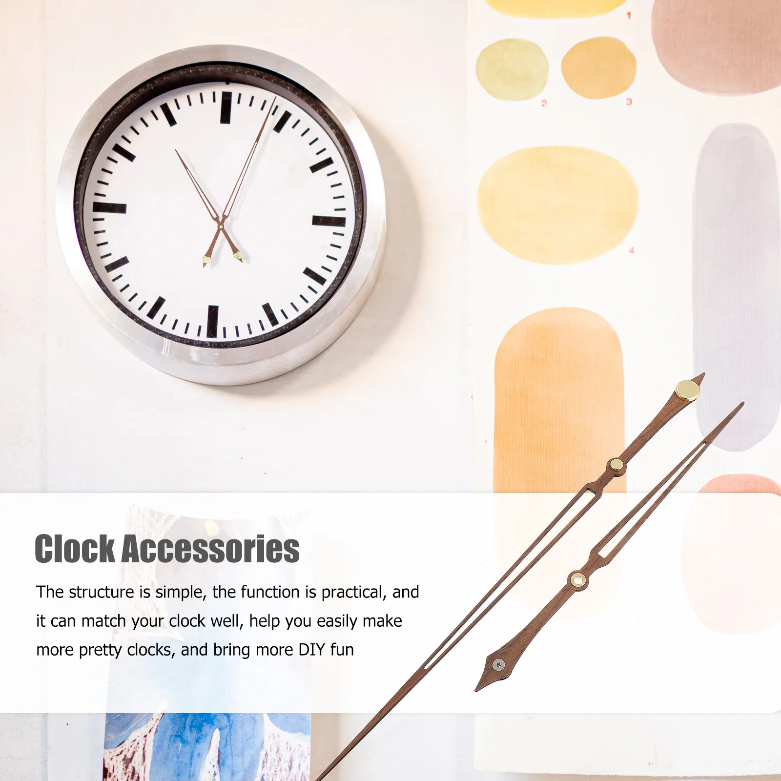 1Set Jumbo Wall Clock Hands Solid Walnut Wood Elegant Hanging Clock Pointers Suitable for Large Diameter Wall Clocks Interior