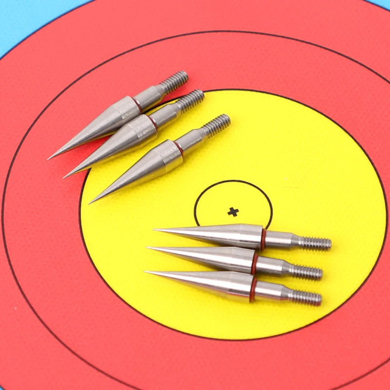 6/12/24 قطعة 100 الحبوب الفولاذ المقاوم للصدأ المسمار موضوع السهم رئيس الهدف المجال نصائح السهم نقطة ل OD7.4mm رمح السهم الملحقات #6