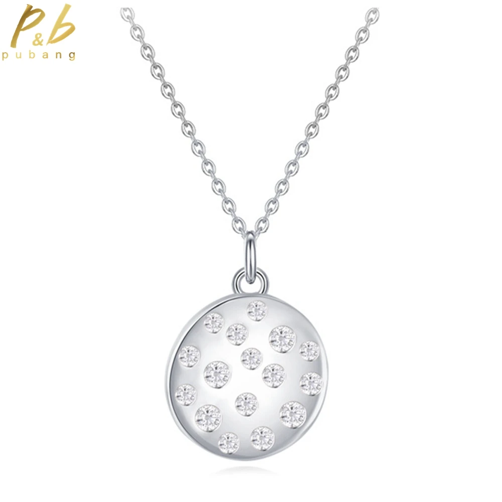 

PuBang Fine Jewelry 100% 925 Sterling Silver Simple High Carbon Diamond Pendant Necklace for Women Engagement Gift Free Shipping