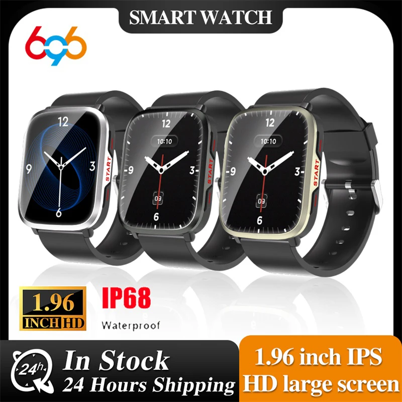 New Men 1.96 Inch Blue Tooth Call Smart Watches IP68 Waterproof Heart Rate Sleep Monitor Sports Fitness 300Mah 2023 Smartwatch