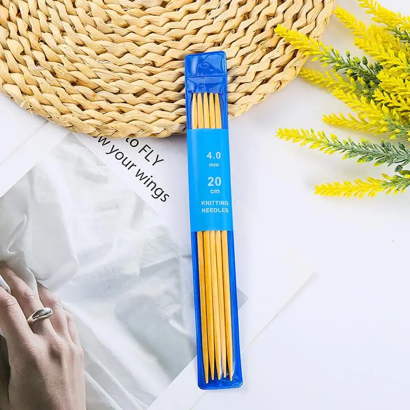 5Pcs 20cm Bamboo Knitting Needles Double Pointed Crochet Hook DIY Hand Sewing Sweater Hat Scarf Socks Weave Knitting Tools