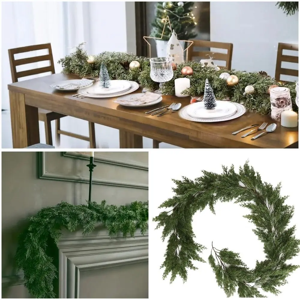 180cm/190cm Artificial Pine Wreath Fireplace Decoration Green Cedar Greenery Rattan Party Supplies Wall Hanging