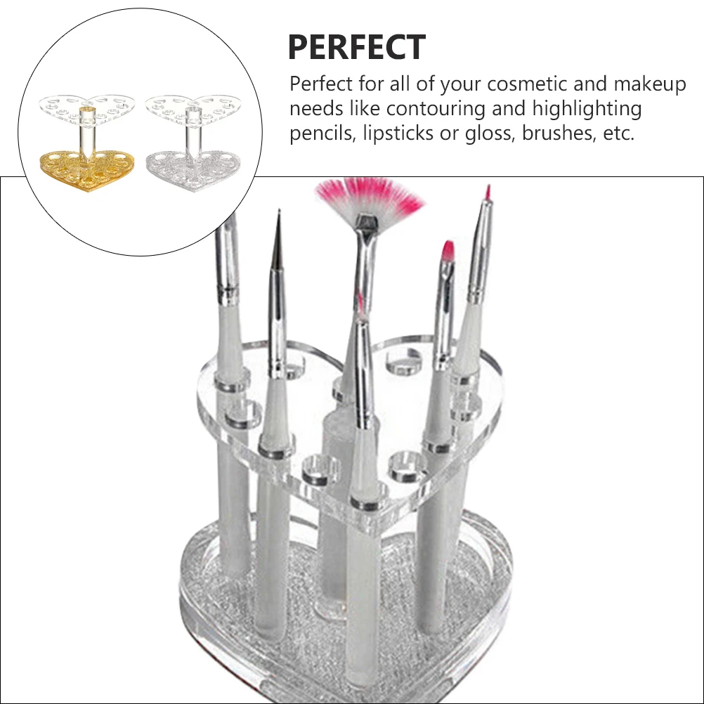 

2pcs Heart Shaped Pen Holder Acrylic Lip Liner ganizer Eyeliner om Color Vertical Storage Makeup Brush Holder