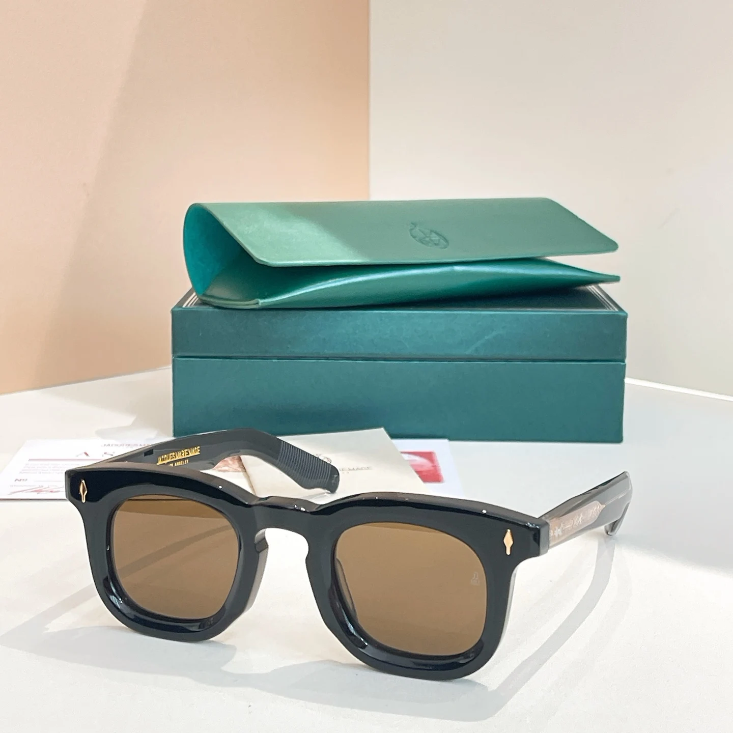 JACQUES MARIE MAGE ماركة اليابان نمط DEVAUXI النظارات الشمسية اليدوية خلات أعلى جودة الرجال خمر النظارات الرجعية مع حافظة