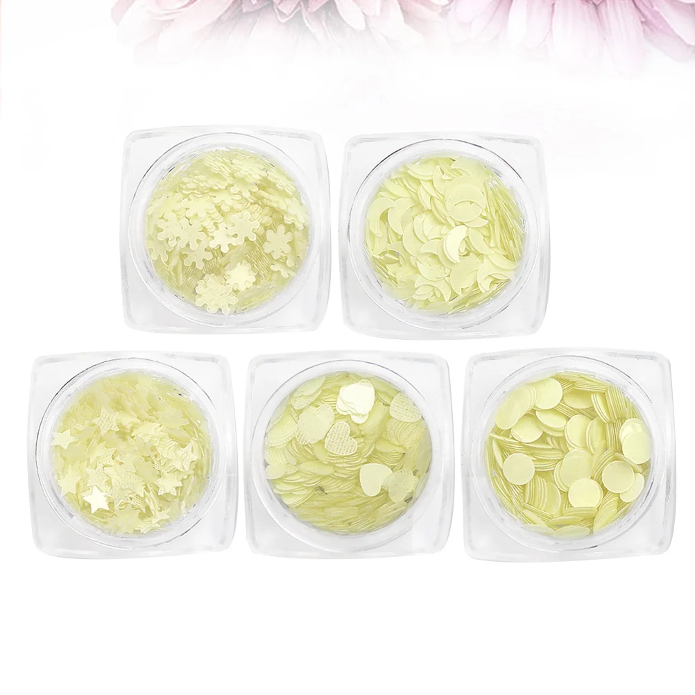 1 مجموعة مضيئة الترتر ملصقات الأظافر 5 زجاجات نجمة القمر على شكل قلب لتقوم بها بنفسك مسمار الفن زينة اكسسوارات للنساء