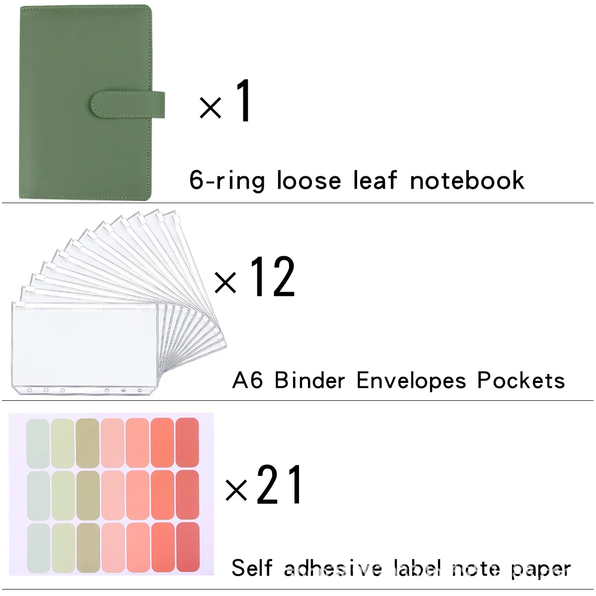 A5 A6 Binder Zipper Bag Macaron Notebook Leather PU Binder Cash Budget Planner Office Stationery