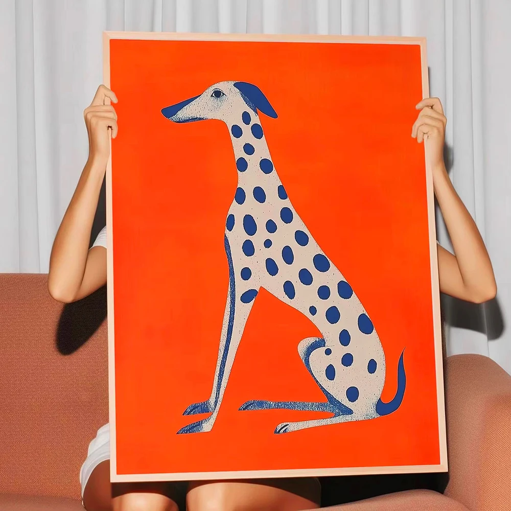 Abstract Dalmatian Dopamine Canvas Paintings Orange Blue Poster and Prints Picture Wall Modern Kitchen Bathroom Home Decor Gift