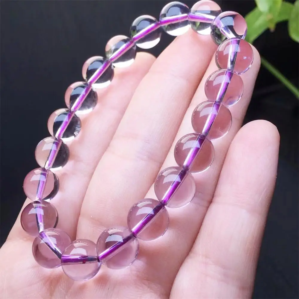 8MM Natural Bolivia Amethyst Bracelet Women Fashion Elegant Healing Fengshui Strand Wristband Gift 1PCS