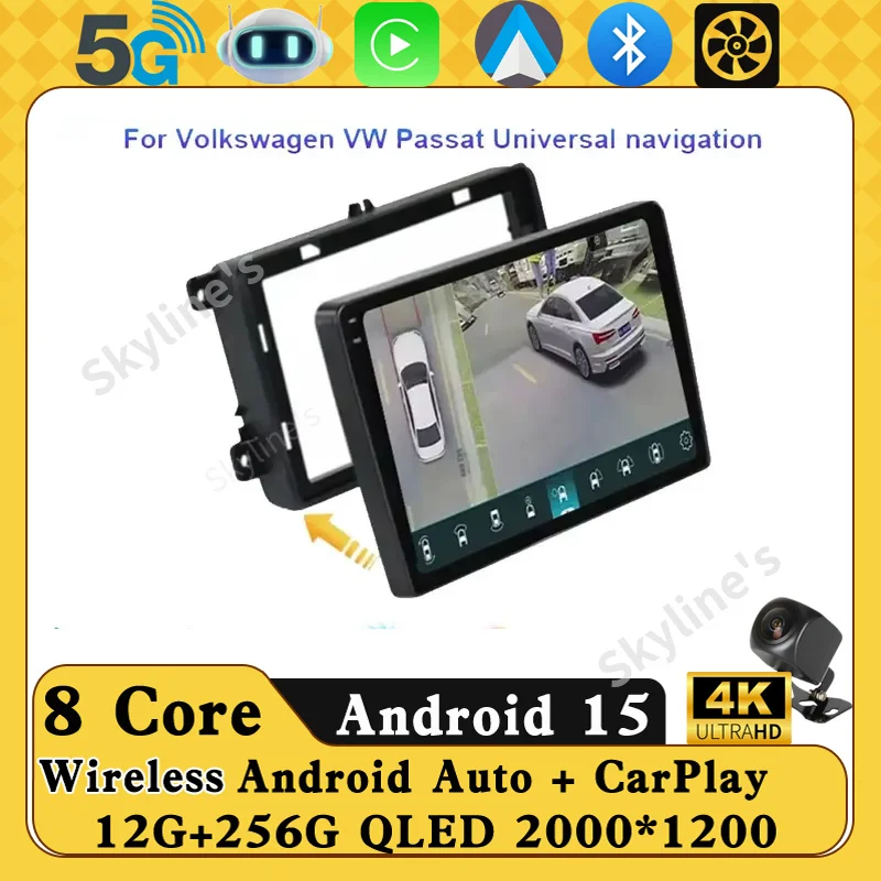 

Android 15 Car Radio For VW Golf 5 6 Touran Passat B6 B7 Sharan JATTA Skoda Seat Navigation Multimedia Player Stereo WiFi+4G BT