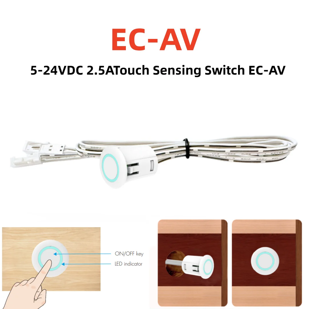 

DC5V-24V 2.5A Dimmer Sensor Touch Sensing Switch EC-AV Controller Conceal Touch Sensing Switch for Single Color Led Strip Light
