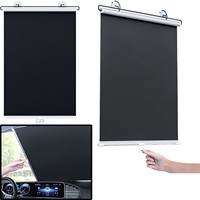 Cordless Retractable Roller Shades Black Home Office Windows Sunshade Thermal blinds without drilling blackout curtain