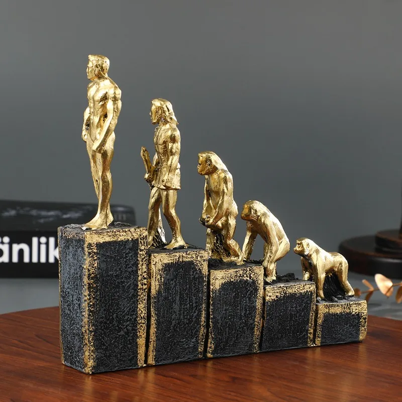 

Artwork: Ape Man Evolution Statue, Desk Decoration, Resin Human Evolution Model Sculpture Room Aesthetic Decoration Decoration