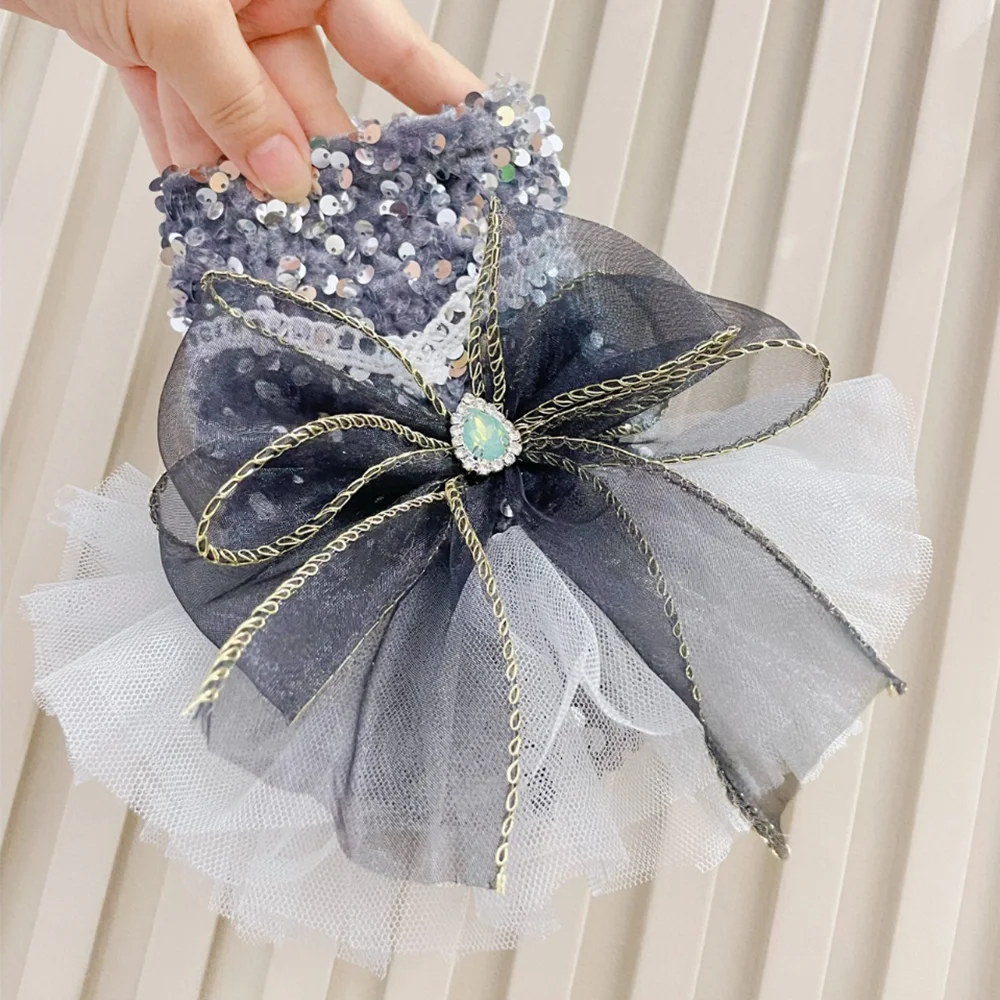 

Handmade Custom High-End Pet Clothing Sequins Bows Dog Dress Cat Princess Dresses