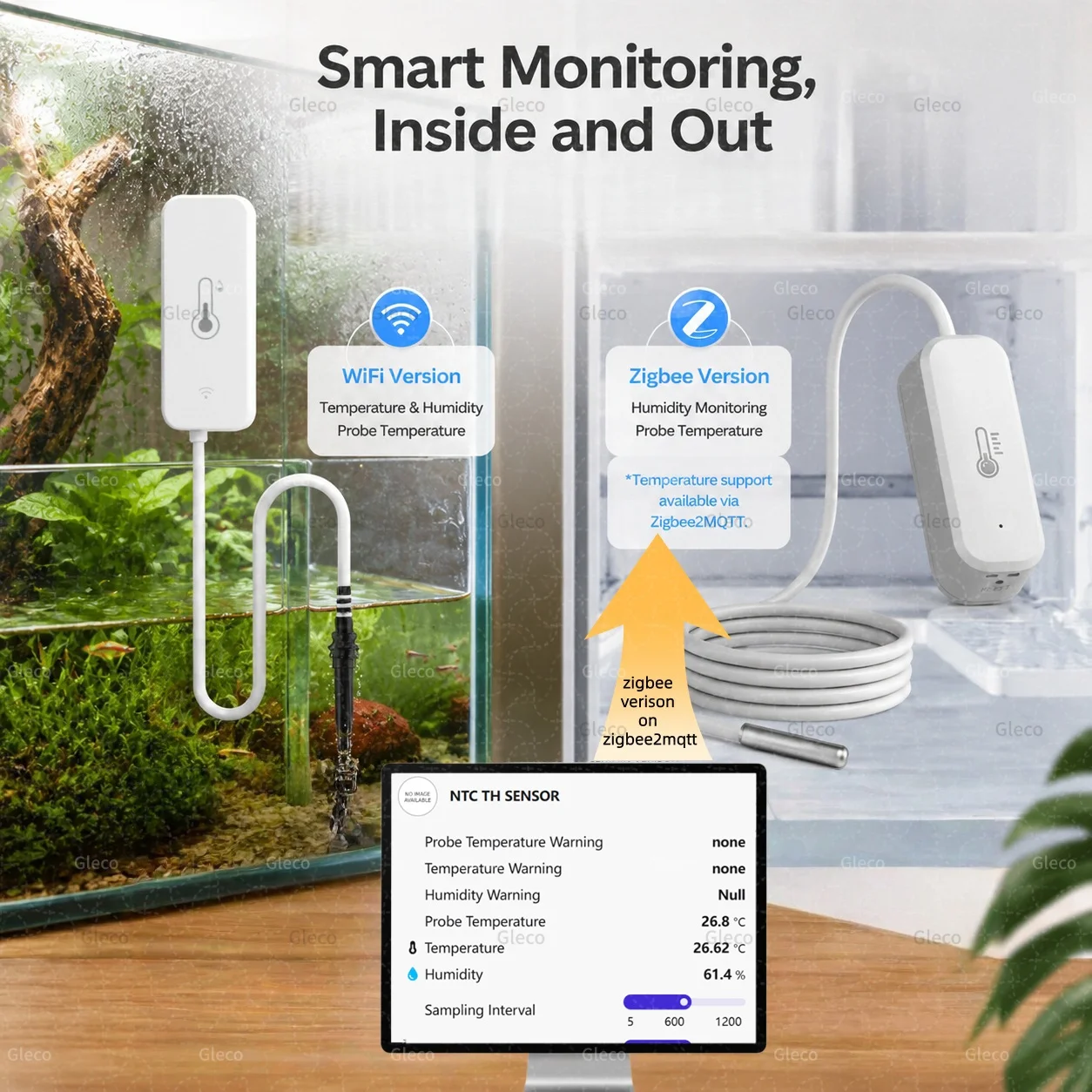 WiFi/Zigbee Smart Temperatur- und Feuchtigkeitssensor mit optionalem LCD, wasserdicht und mit Temperaturfühler, kompatibel mit TUYA 2MQTT – Detail 4