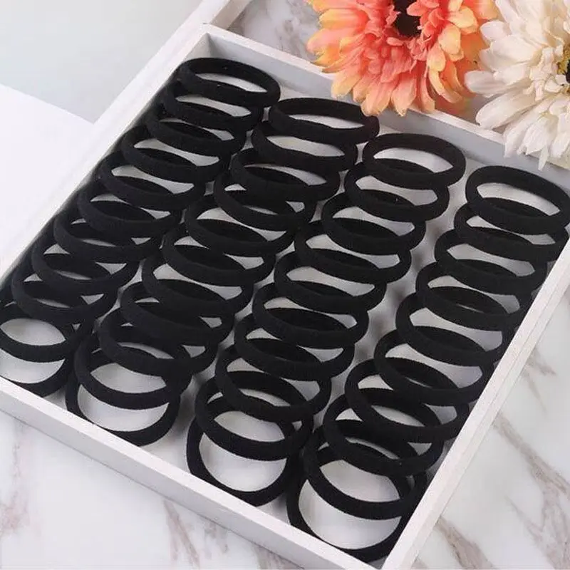 100/200 Stück Verstärkte Hochelastische Schwarze Haargummis für Damen, Stilvolle Einfache Haarbänder, Langlebige Haarbänder für Erwachsene – Detail 13