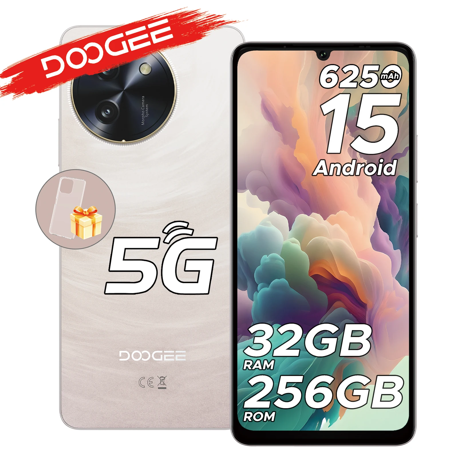 Smartphone DOOGEE Note59 Pro Android 15 5G 6,75" HD Téléphone Mobile 32 Go RAM 256 Go ROM Batterie 6250 mAh Version Globale