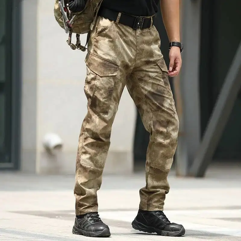 

Camouflage Tactical Cargo Men Field Training Outdoor Hiking Sports Pants Straight Multi Pocket Work Trousers Overalls