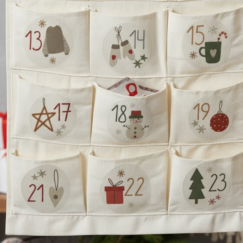 Personalized Christmas Advent Calendar with 24 Pockets High-Quality Canvas Wall-Mounted Storage Bag Holiday Decoration Custom