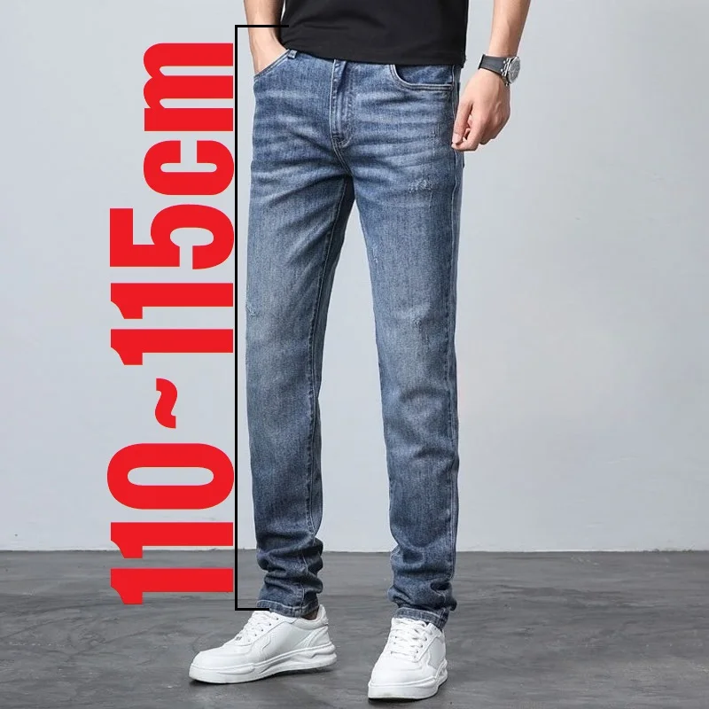 

Tall Thin 195 Men Jean Slim Fit Denim Lengthened Pants Male 190cm Extra Long Leg Length 110 Cm 115cm Male Extended Y2K Teenager