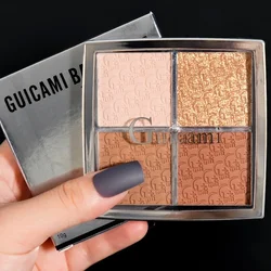 Guicami 4色のハイライトパレットパールブラッシュフェイス輪郭オールインワン持続防水化粧品