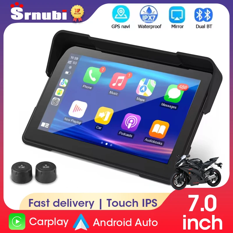 

5/7 дюймов Carplay мотоцикл видеорегистратор навигация GPS беспроводной CarPlay Android Auto Airplay экран портативный IPX7 мото монитор