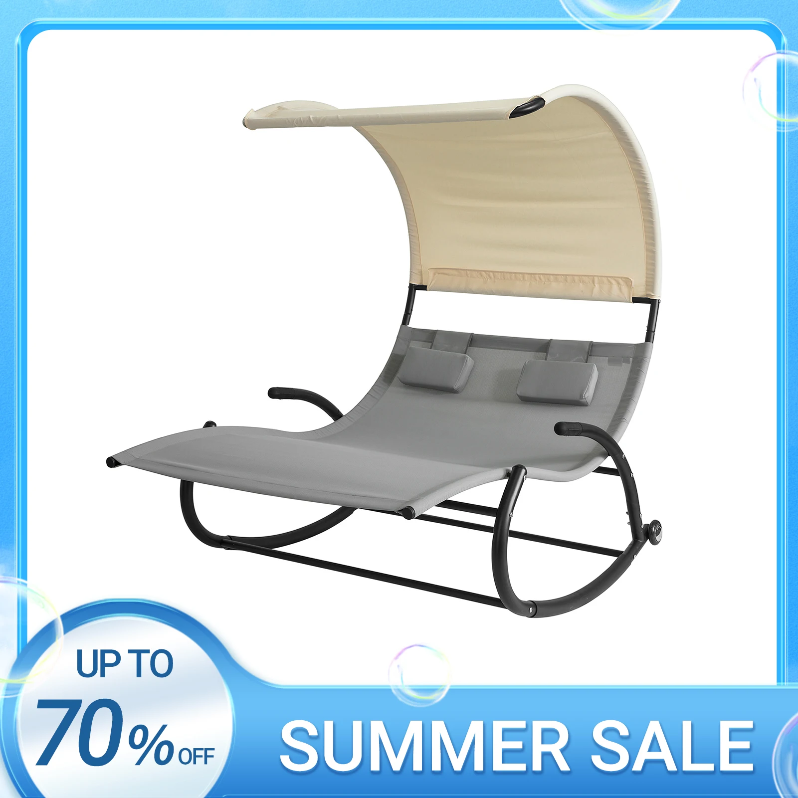 SoBuy OGS50-HG Tumbona jardín con Parasol de 2 plazas para Patio Trasero Playa