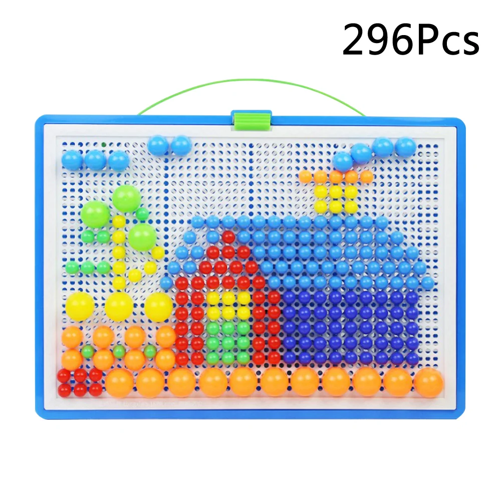 296pcs Creative DIY Desktop Mushroom Nail Puzzle Game Toy Set Early Childhood Educational Toy (Random Color)