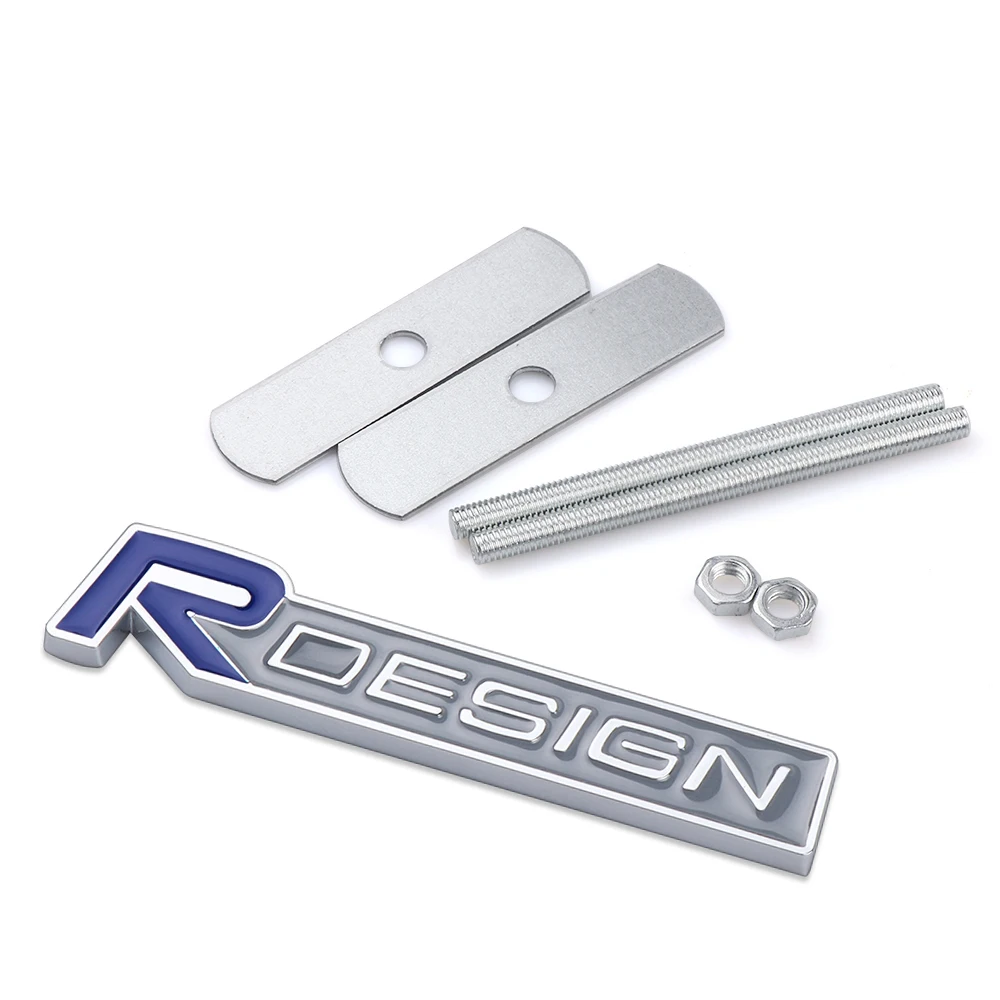 1pc 3D Metal R design Front Grill Car Badge Stickers Emblem Decal Decoration For Volvo XC60 V40 S60 V50 V60 C30 XC40 S80 S70 S40 image 3
