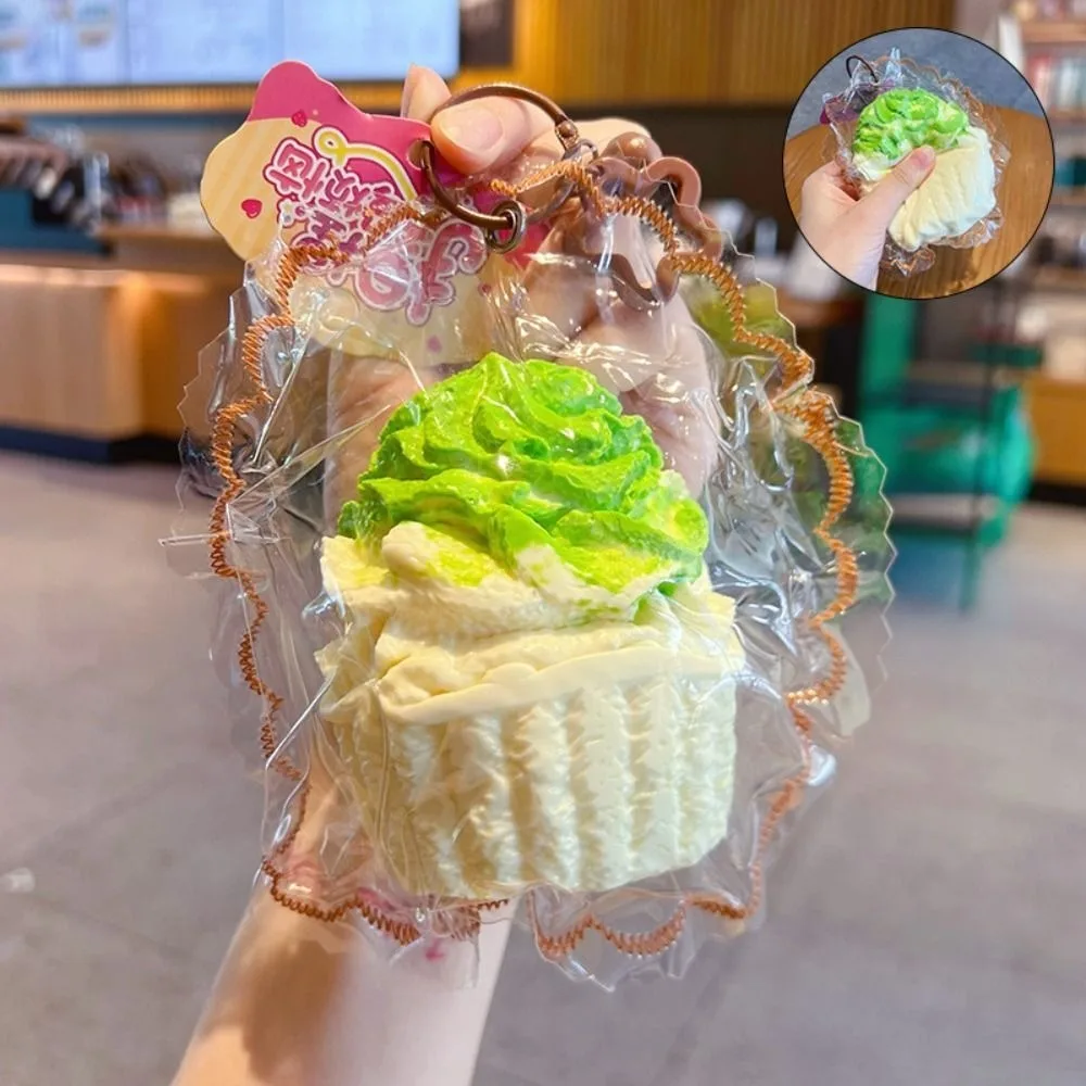 Creative Hand Relax Cabbage Squishy Keychain Shapable Handmade Ice Cream Squishy Keychain Bounce Pinch Bag Pendant Adults