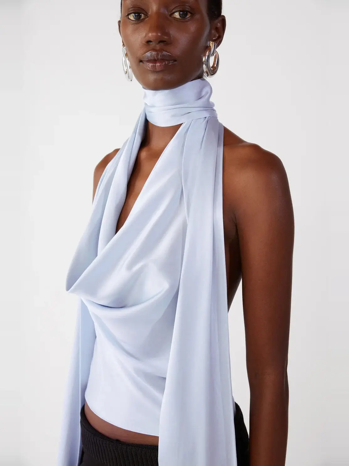 

Silk Satin Bal Neline Scarf Headscarf Sa Women's Slim Fit Casual Sle Polyester Fiber UV Protection ort Sve Top