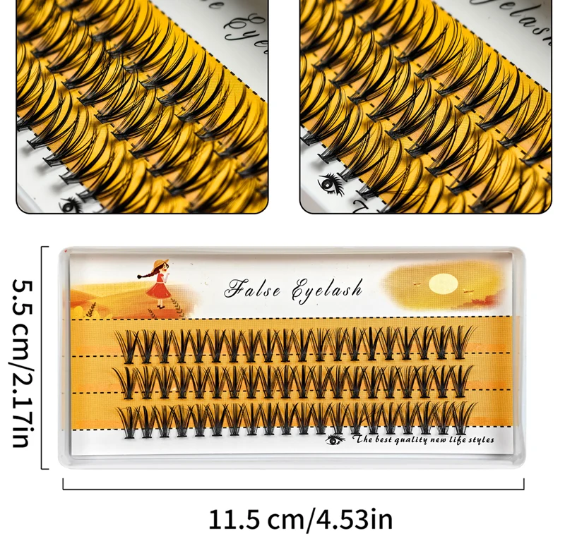 20D/30D Nerz-Wimpern 1 Box /60 Bündel Natürliche Wimpernverlängerung 3D Russische Einzelwimpern-Cluster Make-up-Tools Augen-Make-up Schwarz – Detail 9