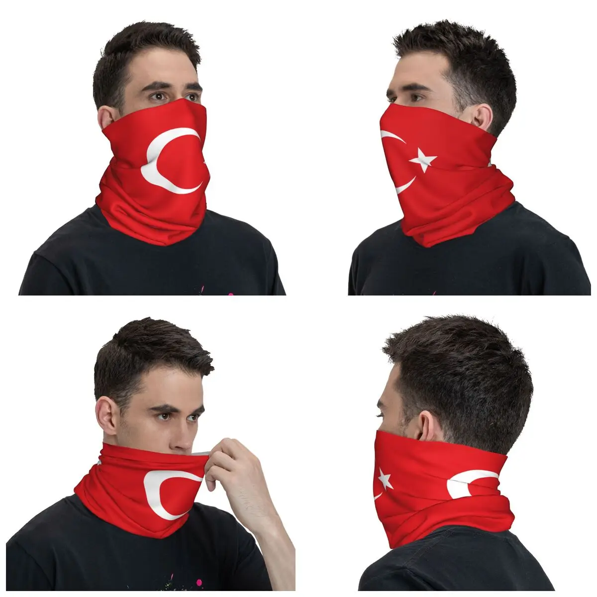 Turkey Turkiye Flag Bandana Neck Gaiter Printed Turkish Mask Scarf Multifunctional Headband Riding for Men Women Adult Washable