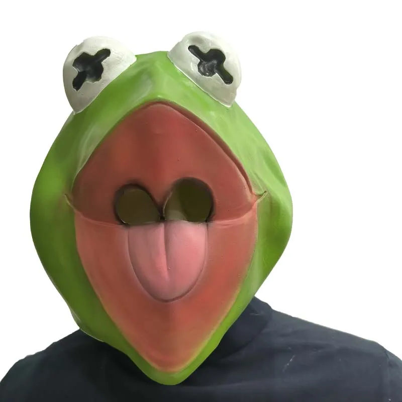 The Kermit Frog Meme Head Mask, Halloween Funny animal Cosplay Costume Props, Anime Style - view 3
