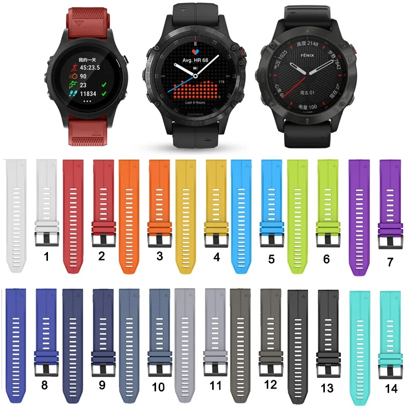 22mm 26mm Silicone Strap for Garmin Fenix 3 5 6 7 5X 6X 7X plus,instinct 2,Forerunner 745 935 945 955 Quick Fit Wrist watch Band