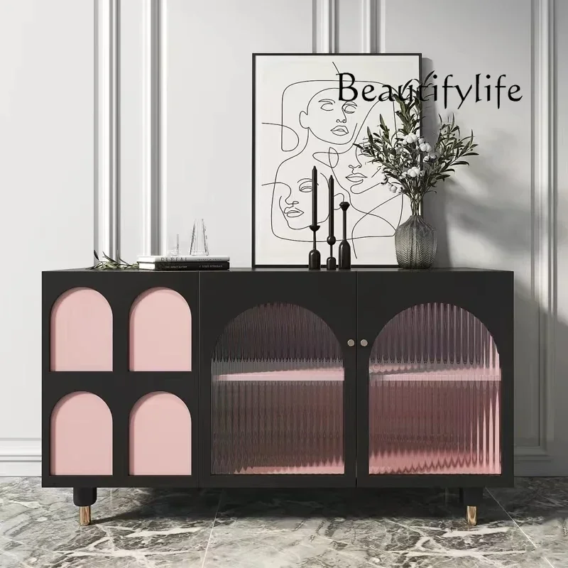 

Light luxury modern dining side cabinet modern simple arched entrance master design display decorative cabinet