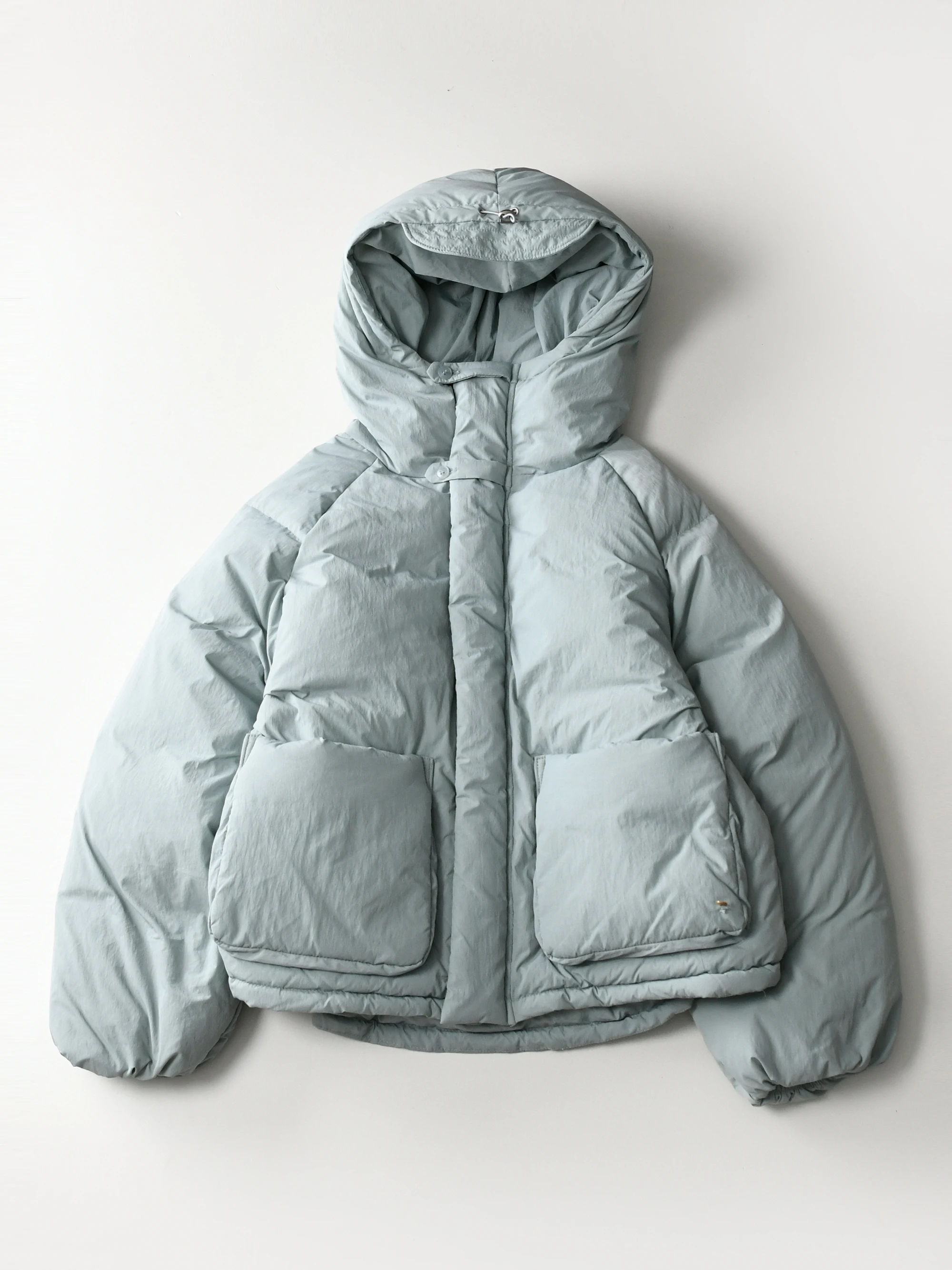 

Women's Loose Du down Jaet Hooded oulder Insert Sve Bread Sle Coat Warm Blue Nylon 90% White Du down Filling