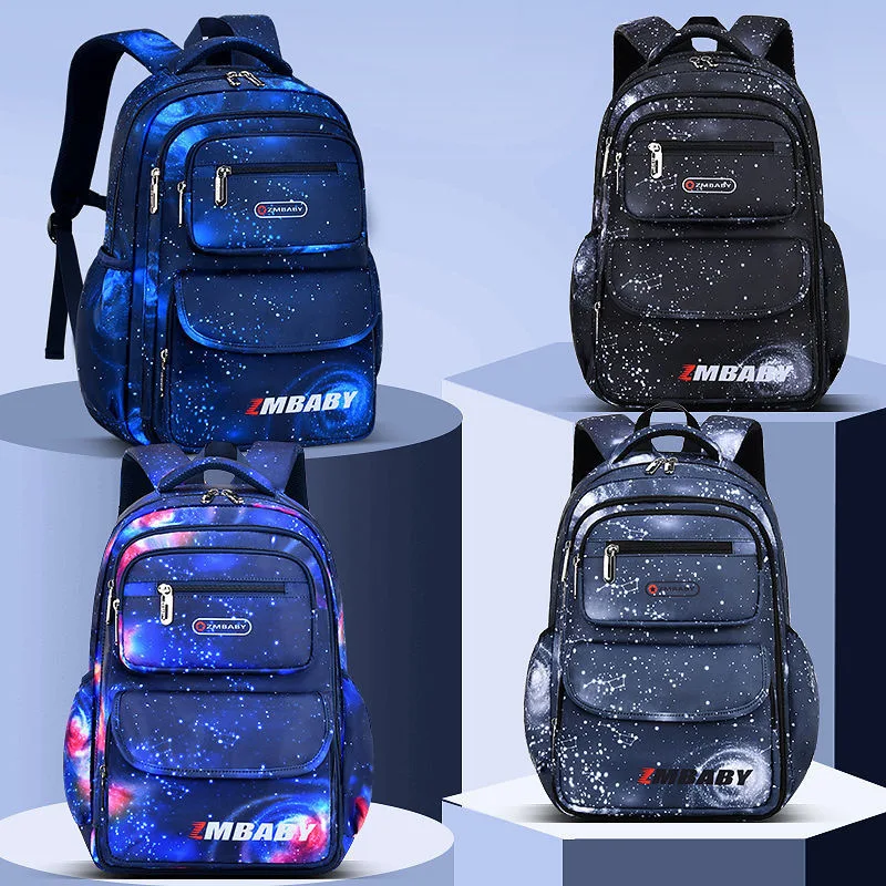 

New Starry-Sky Kids School Backpack for Boys Grades 1-6 Large Capacity Lightweight Waterproof Dirt-Resistant Durable Bookbag