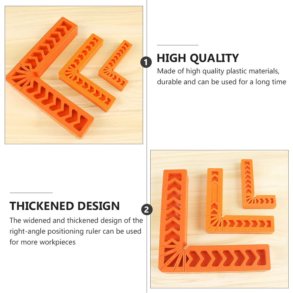 1Pcs 90 Degree Angle Ruler Fixator Orange Plastic Right Angle Positioner for Professional Woodworking Measuring Ruler