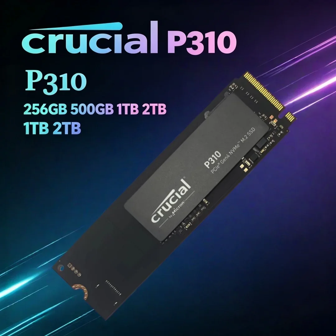 Disponible SSD Crucial P310 M.2 NVMe para Juegos, PCIe4 3D NAND, Velocidad Máxima de 7100 MB/s, Múltiples Capacidades, SSD Interno para Escritorio