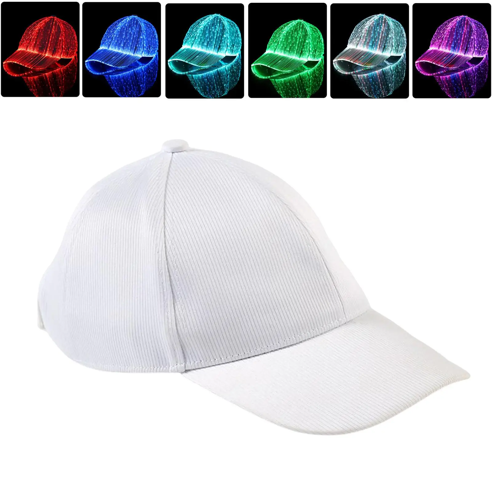 LED Light Up Hat 11 Colors Glow Party Hat Fiber Optic Rave Luminous Baseball Cap